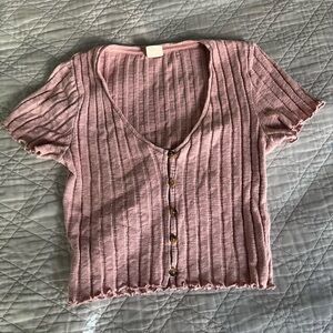 Ribbed urban outfitters button up crop top